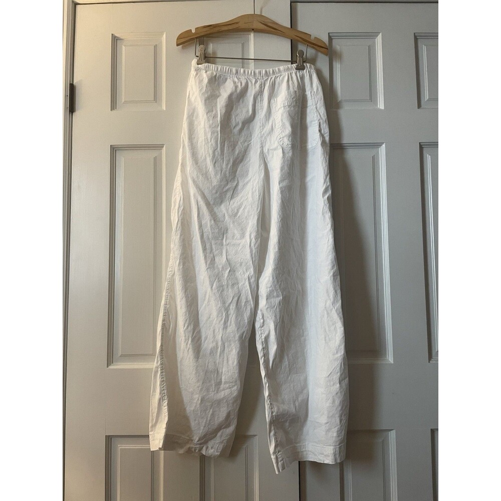Athleta Paradise White Linen Blend Wide Leg Pants XS Drawstring Elastic Waist - Picture 3 of 4